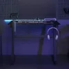Fekete LED-es Z-lábú gamer asztal 90 x 60 x 75 cm