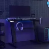 Fekete LED-es Z-lábú gamer asztal 90 x 60 x 75 cm