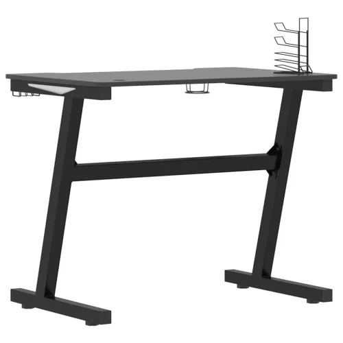 Fekete LED-es Z-lábú gamer asztal 90 x 60 x 75 cm