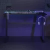 Fekete Z-lábú LED-es gamer asztal 110 x 60 x 75 cm