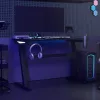 Fekete Z-lábú LED-es gamer asztal 110 x 60 x 75 cm