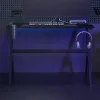 Fekete Y-lábú LED-es gamer asztal 110 x 60 x 75 cm