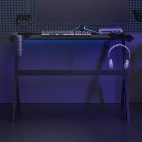 Fekete Y-lábú LED-es gamer asztal 110 x 60 x 75 cm