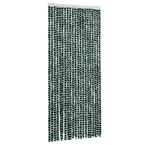 Zöld és fehér zsenília rovarfüggöny 90 x 220 cm