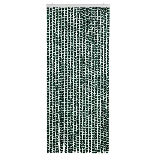 Zöld és fehér zsenília rovarfüggöny 90 x 220 cm