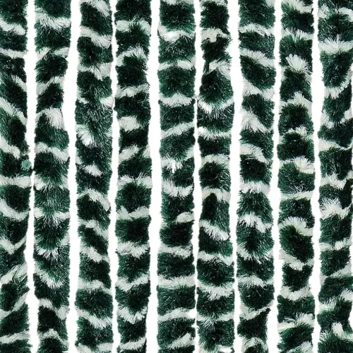 Zöld és fehér zsenília rovarfüggöny 90 x 220 cm