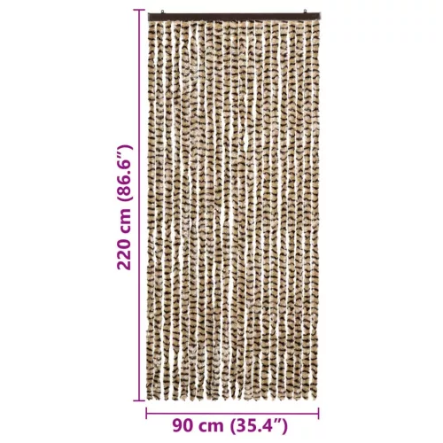 Bézs és barna zsenília rovarfüggöny 90 x 220 cm