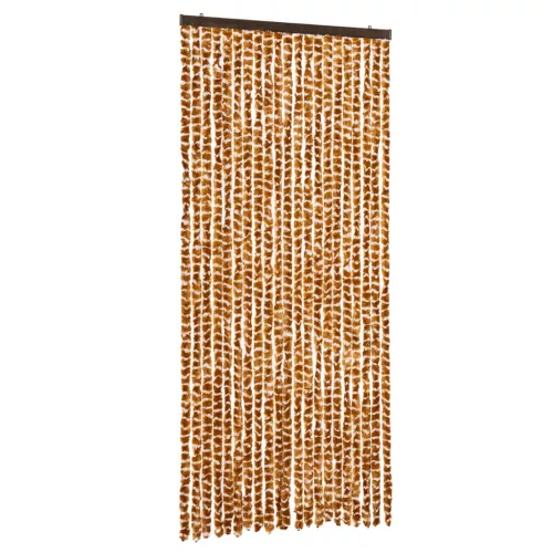 Okkersárga és fehér zsenília rovarfüggöny 90 x 220 cm
