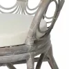 Szürke természetes rattan és vászon étkezőszék párnával