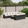 11 részes fekete polyrattan kerti ülőgarnitúra párnákkal