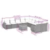 11 részes fekete polyrattan kerti ülőgarnitúra párnákkal