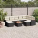 10 részes fekete polyrattan kerti ülőgarnitúra párnákkal