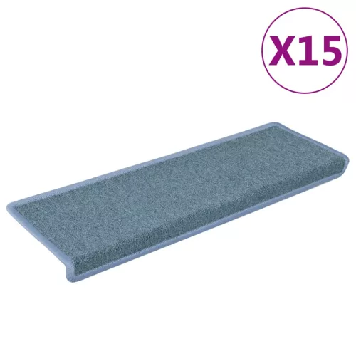 15 db lépcsőszőnyeg 65 x 21 x 4 cm tengerkék téglalap alakú széllel