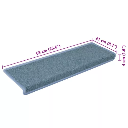 15 db lépcsőszőnyeg 65 x 21 x 4 cm tengerkék téglalap alakú széllel