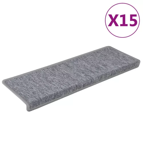 15 db világosszürke lépcsőszőnyeg, téglalap alakú széllel, 65 x 21 x 4 cm