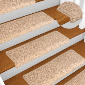   15 db lépcsőszőnyeg 65 x 21 x 4 cm arany téglalap alakú széllel