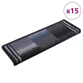 15 db fekete-szürke öntapadó lépcsőszőnyeg 65x21x4 cm