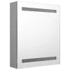 Betonszürke LED-es tükrös fürdőszobaszekrény 50 x 14 x 60 cm