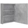 Betonszürke LED-es tükrös fürdőszobaszekrény 50 x 14 x 60 cm