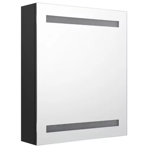 Fekete LED-es tükrös fürdőszobaszekrény 50 x 14 x 60 cm