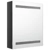 Fényes fekete LED-es tükrös fürdőszobaszekrény 50 x 14 x 60 cm