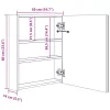 Fényes fekete LED-es tükrös fürdőszobaszekrény 50 x 14 x 60 cm