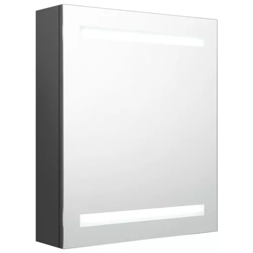 Szürke LED-es tükrös fürdőszobaszekrény 50 x 14 x 60 cm