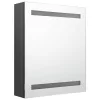 Szürke LED-es tükrös fürdőszobaszekrény 50 x 14 x 60 cm