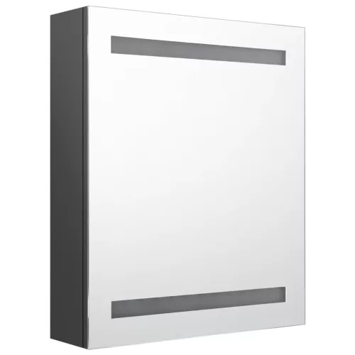 Szürke LED-es tükrös fürdőszobaszekrény 50 x 14 x 60 cm