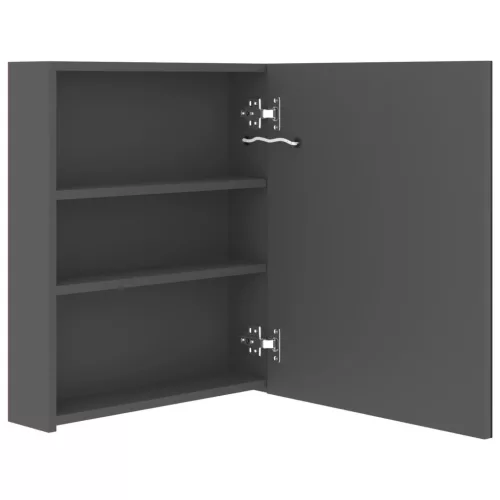 Szürke LED-es tükrös fürdőszobaszekrény 50 x 14 x 60 cm