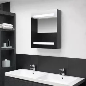   Fényes szürke LED-es tükrös fürdőszobaszekrény 50 x 14 x 60 cm