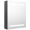 Fényes szürke LED-es tükrös fürdőszobaszekrény 50 x 14 x 60 cm
