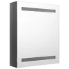 Fényes szürke LED-es tükrös fürdőszobaszekrény 50 x 14 x 60 cm