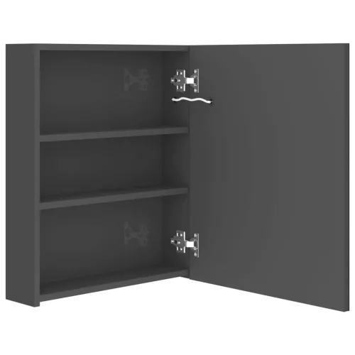 Fényes szürke LED-es tükrös fürdőszobaszekrény 50 x 14 x 60 cm