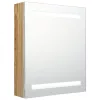 Fehér-tölgyszínű LED-es tükrös fürdőszobaszekrény 50x14x60 cm