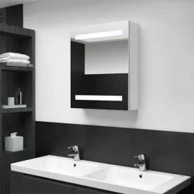   Fényes fehér LED-es tükrös fürdőszobaszekrény 50 x 14 x 60 cm