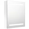 Fényes fehér LED-es tükrös fürdőszobaszekrény 50 x 14 x 60 cm