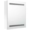 Fényes fehér LED-es tükrös fürdőszobaszekrény 50 x 14 x 60 cm