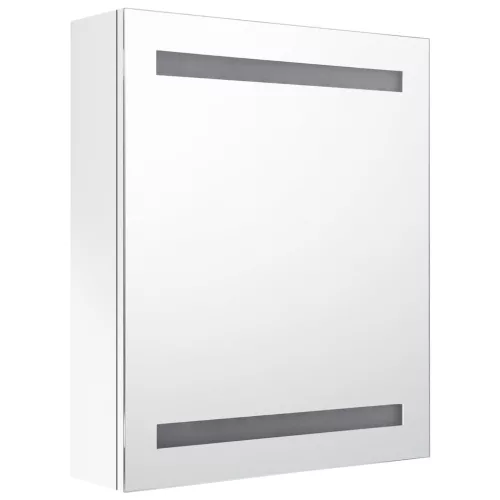 Fényes fehér LED-es tükrös fürdőszobaszekrény 50 x 14 x 60 cm