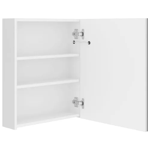 Fényes fehér LED-es tükrös fürdőszobaszekrény 50 x 14 x 60 cm