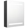 Antracitszürke LED-es tükrös fürdőszobaszekrény 50 x 14 x 60 cm