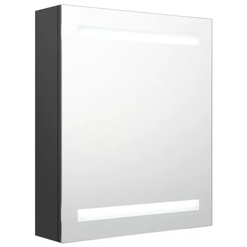 Antracitszürke LED-es tükrös fürdőszobaszekrény 50 x 14 x 60 cm