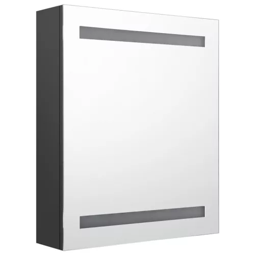 Antracitszürke LED-es tükrös fürdőszobaszekrény 50 x 14 x 60 cm