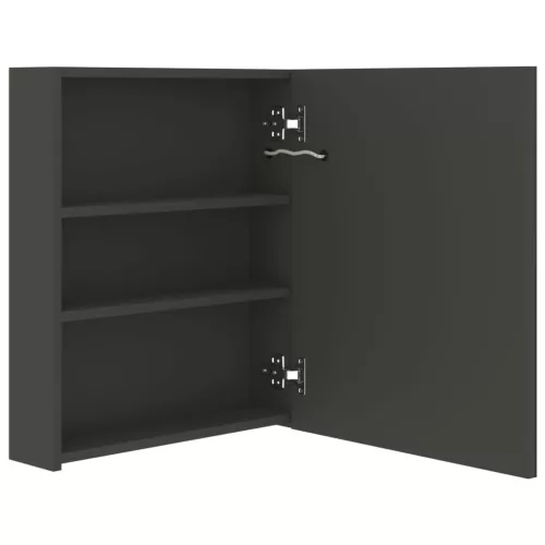 Antracitszürke LED-es tükrös fürdőszobaszekrény 50 x 14 x 60 cm