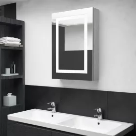   Betonszürke LED-es tükrös fürdőszobaszekrény 50 x 13 x 70 cm