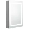 Betonszürke LED-es tükrös fürdőszobaszekrény 50 x 13 x 70 cm