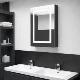   Fényes fekete LED-es tükrös fürdőszobaszekrény 50 x 13 x 70 cm