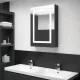 Fényes fekete LED-es tükrös fürdőszobaszekrény 50 x 13 x 70 cm