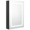 Fényes fekete LED-es tükrös fürdőszobaszekrény 50 x 13 x 70 cm