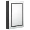 Fényes fekete LED-es tükrös fürdőszobaszekrény 50 x 13 x 70 cm